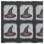 Black Witch Hat Spider Orange Black Stars Fabric