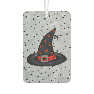 Black Witch Hat Stars Cute Spider Halloween Air Freshener