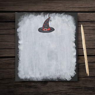 Black Witch Hat Stars Cute Spider Halloween Notepad