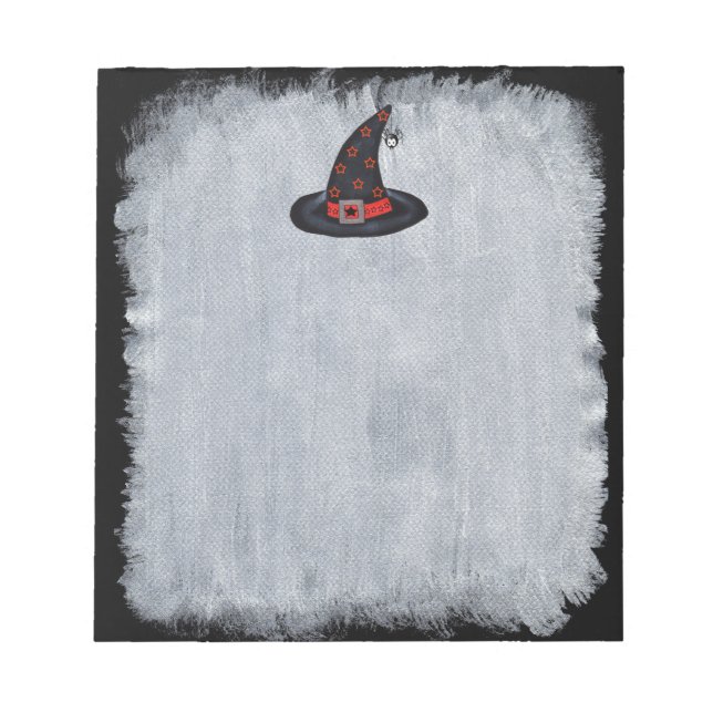 Black Witch Hat Stars Cute Spider Halloween Notepad (Front)