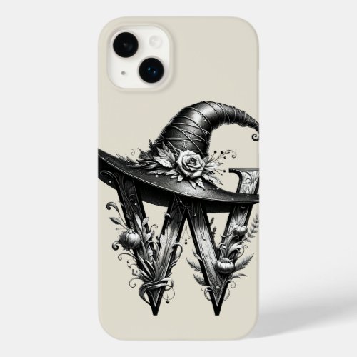 Black Witch Hat Witchy Letter W Custom Initial  Case_Mate iPhone 14 Plus Case