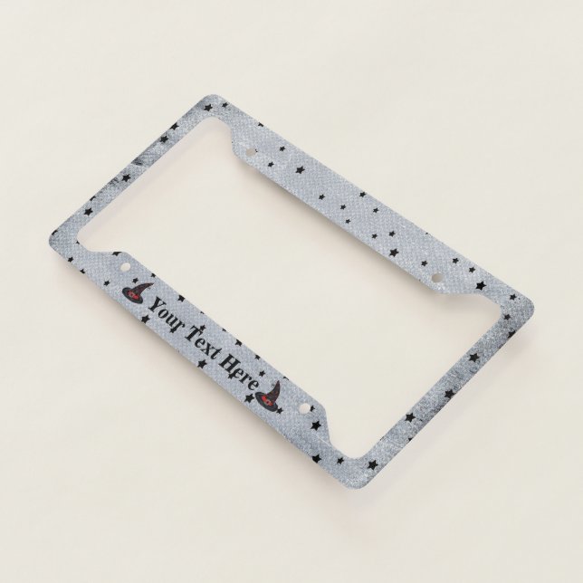 Black Witch Hats Dangling Spiders Black Stars License Plate Frame (3/4)