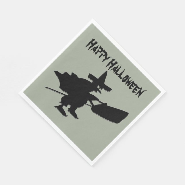 Black Witch Paper Napkins (Corner)