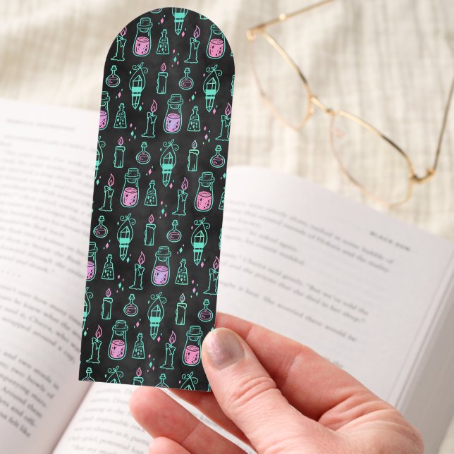 Black Witch Potion & Candles Halloween Bookmarks (Hand)