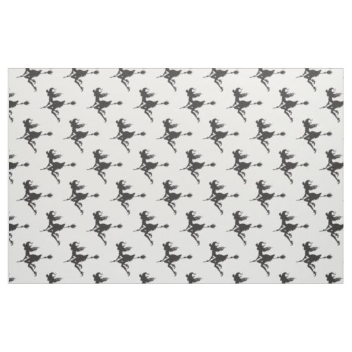 Black Witch Riding Broom Halloween Thunder_Cove Fabric
