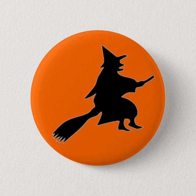 Black Witch Silhouette Button (Front)