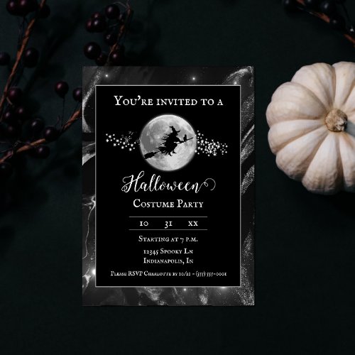 Black Witch Silhouette Halloween Party Invitation