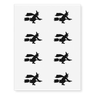 Black Witch spooky image Temporary Tattoos