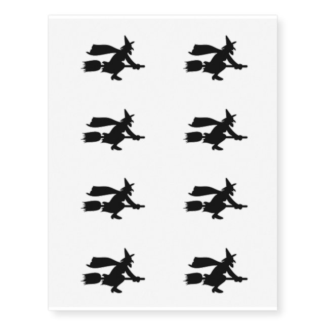 Black Witch spooky image Temporary Tattoos (Front)