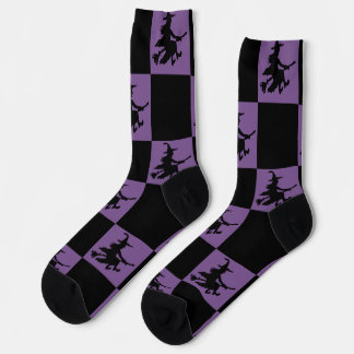 Black Witches Black & Purple Checkered Socks