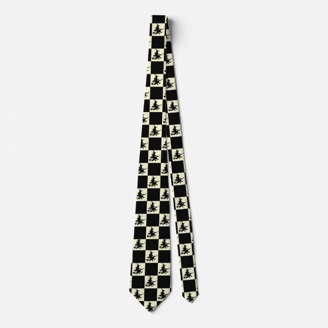 Black Witches Black & Yellow Checkered Neck Tie (Front)