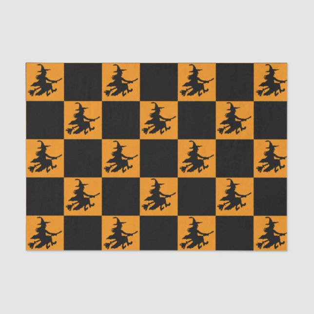 Black Witches Checkered Tissue Paper (Front)