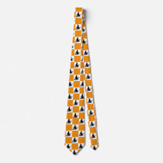 Black Witches Orange & White Checkered Neck Tie