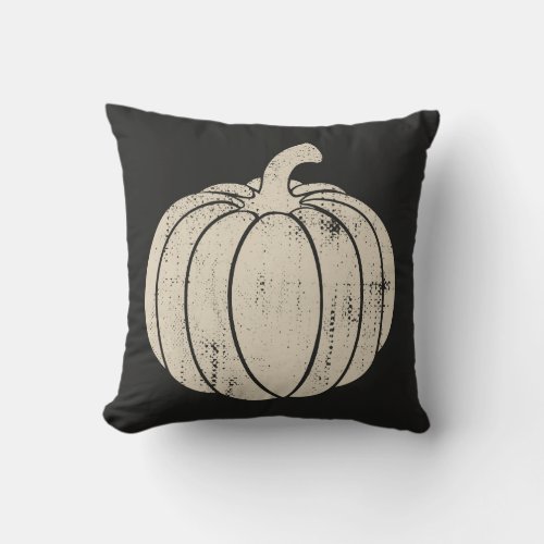 Black with a beige distressed vintage Pumpkin Throw Pillow