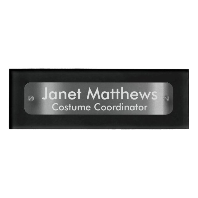 Black with A Dark Silver Label Plate -Personalized (Front)