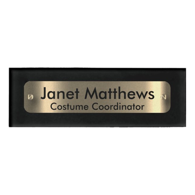 Black with A Gold Label Plate - Personalized (Front)