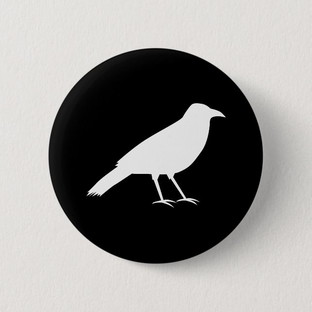 Black with a White Crow. Button (Front)