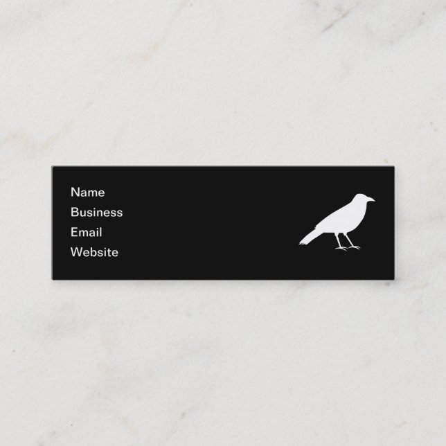 Black with a White Crow. Mini Business Card (Front)