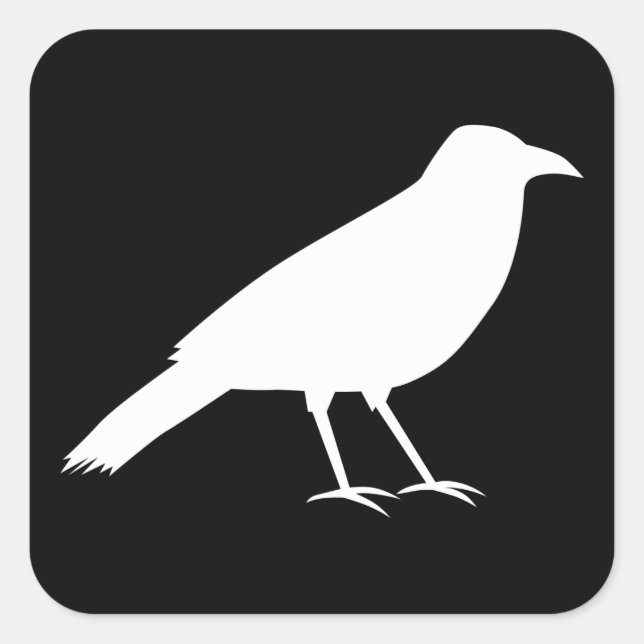 Black with a White Crow. Square Sticker (Front)