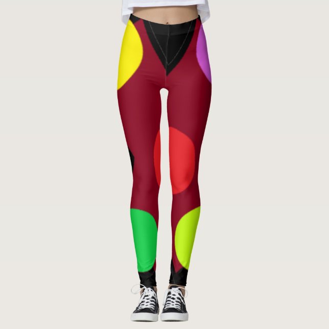 Black with big shapes and colors leggings (Front)