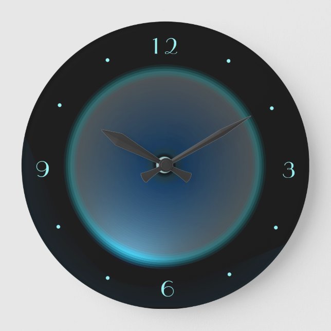 Black with Blue/Aqua Face >Wall Clock (Front)
