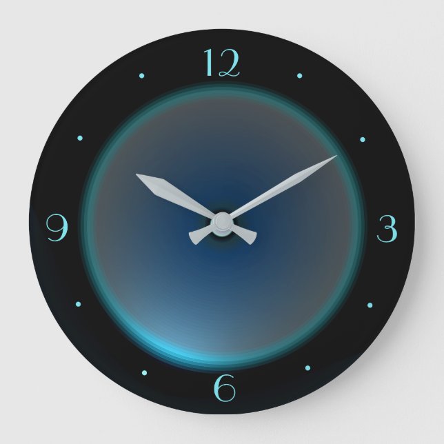 Black with Blue/Aqua Face >Wall Clock (Front)