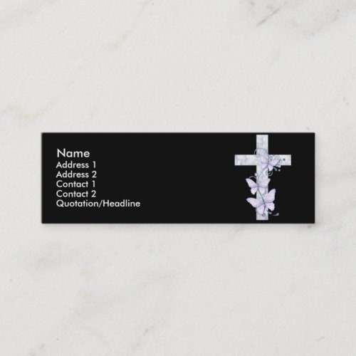 Black with Blue Cross &amp; Butterflies Profile Card Business Card