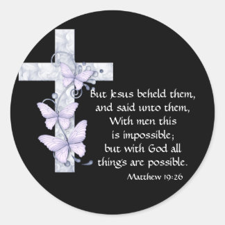 Black with Blue Cross & Butterflies Stickers