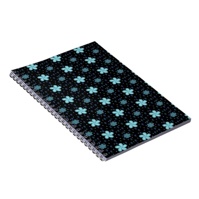 Black with Blue Paisley Flowers iPhone 16 Case Notebook (Right Side)