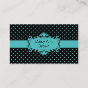 Black with Blue Polka Dots Business Card