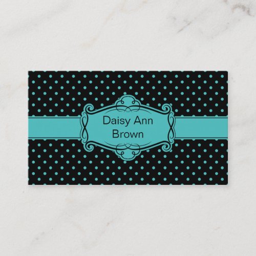 Black with Blue Polka Dots Business Card