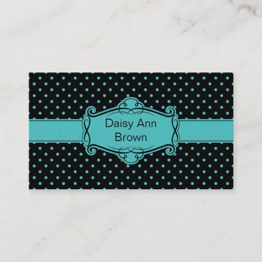 Customizable Black with Blue Polka Dots Business Card