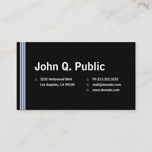 Customizable Black with Blue Stripe Business Card