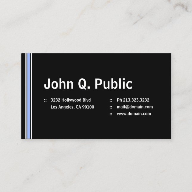 Black with Blue Stripes Business Card (Front)