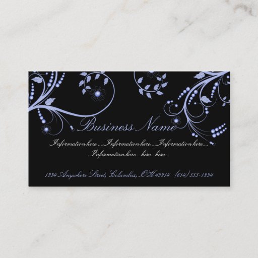 Customizable Black with Blue Vines Business Card