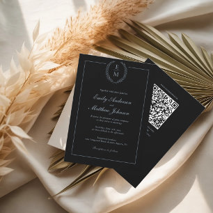 Black With Blue Wedding Invitation QR Code