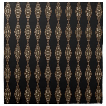 Black With Brown Patterned Diamonds Napkins