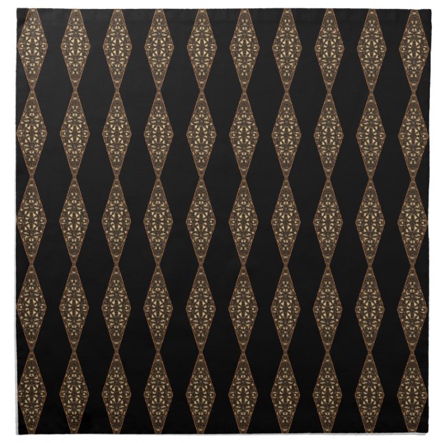 Black with Brown Patterned Diamonds Napkins (Front)