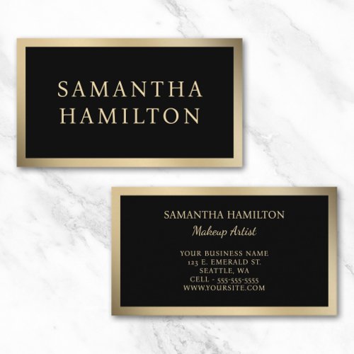 Black with Champagne Gold Gradient Border Business Card