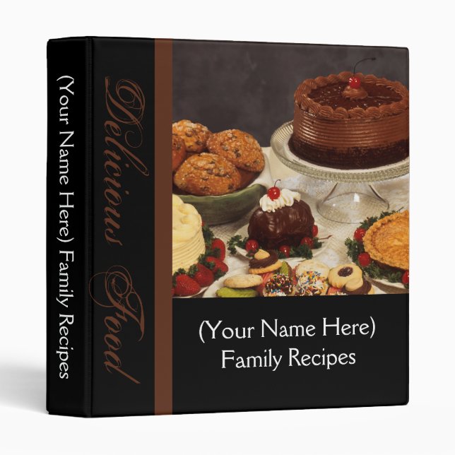 Black with Chocolate/Desserts Recipe Binder (Front/Spine)