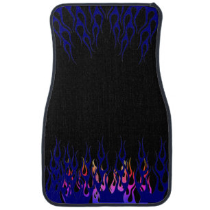 Black with Cobalt & Pinkish Flames on Car Floor Mat