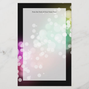 Black with Colorful Bokeh Lights Design Stationery