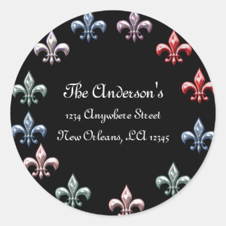 Black with Colorful Fleurs Address Labels