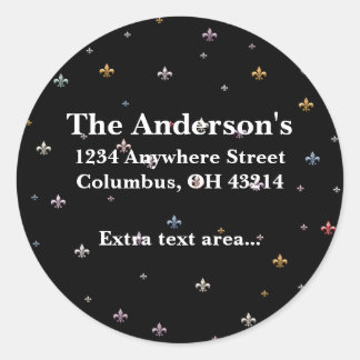 Black with Colorful Fleurs Address Labels