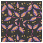 black with colors leaves pattern fabric