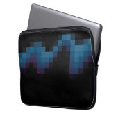 Black with Dark Blue and Purple Squares in a Wave. Laptop Sleeve (Front Left)