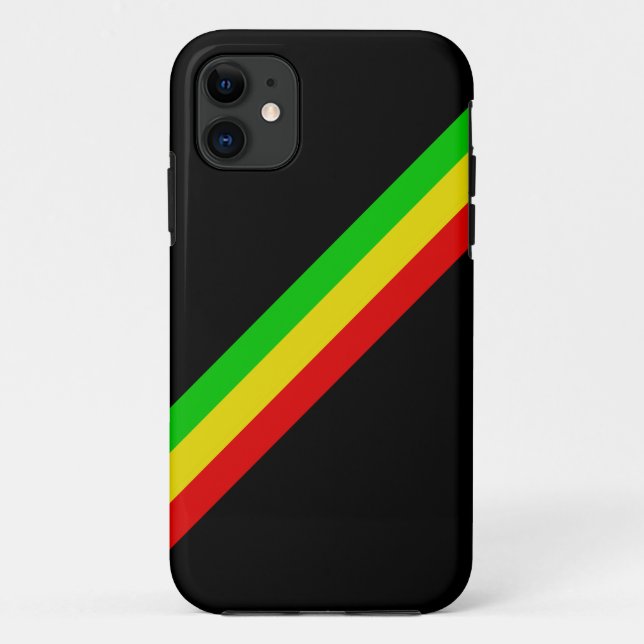 Black with Diagonal Rasta Stripes/ Case-Mate iPhone Case (Back)