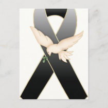 Black with Dove Ribbon Awareness Postcards