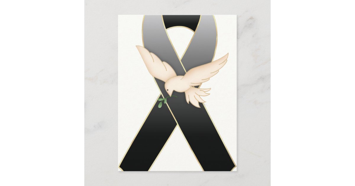 Black with Dove Ribbon Awareness Postcards Zazzle