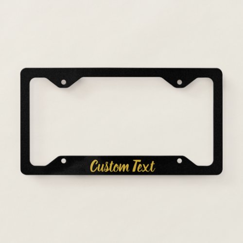 Black with Faux Gold Script License Plate Frame